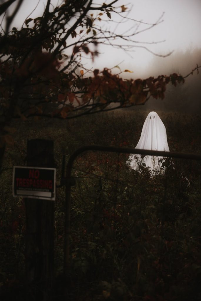 scary ghost on grass field